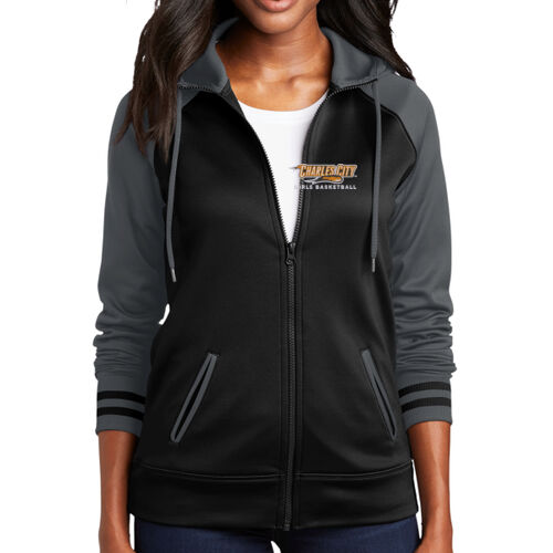 Ladies Sport Wick ® Varsity Fleece Full Zip Hooded Jacket Thumbnail